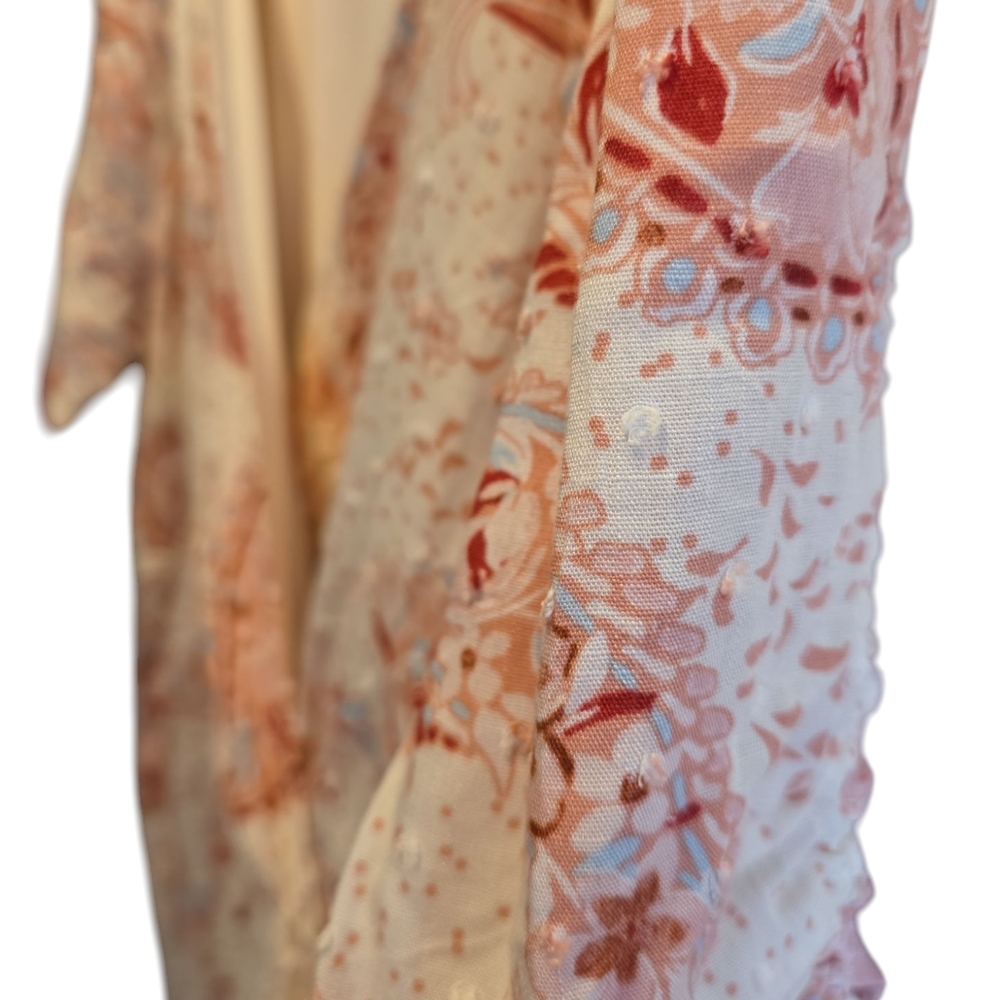 Torrid Midi Swiss Dot Surplice Paisley Wrap Dress Pink Cream Short Sleeve Lined - Picture 10 of 12